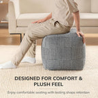Anji Mountain 100% Handmade & Handcrafted Comfortable Home Décor Pouf Ottoman Footrest for Living Room, Bedroom, Nursery, Kidsroom, Patio Furniture - (20" x 20" x 20" - Gray Maze)