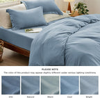 Bedsure Duvet Cover Queen Size with Fitted Sheet - 4 Pieces Prewashed Cotton-Like Polyester Extra Soft Bedding Set, Includes 1 Duvet Cover 90x90 Inches, 2 Pillow Shams, 1 Fitted Sheet, Mineral Blue