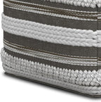 SIMPLIHOME Sommer Boho Square Pouf in Natural/Taupe Grey Handloom Woven Pattern for the Living Room, Bedroom and Kids Room