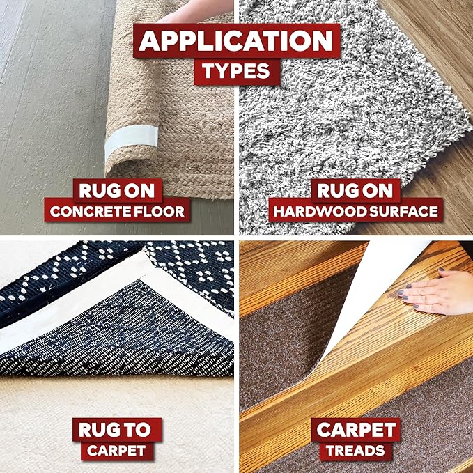 XFasten Double Sided Carpet Tape for Area Rugs, 3 Inch x 20 Yards – Heavy Duty Anti Slip Rug Grip Tape, Works as Rug Gripper, Residue Free, Wood Safe, Easy Removal for Hardwood and Laminate Floor