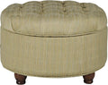 Homepop Home Decor |N8264-F1077 | Button Tufted Woven Round Storage Ottoman | Ottoman with Storage for Living Room & Bedroom, Tan & Cream Tweed