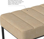 HomePop Theodore Channel Tufted Small Ottoman -Light Tan Textured Solid