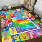 ABC Kids Rug for Playroom, Educational Play Mat for Kids, Preschool Rugs with ABC, Numbers, Animals Learning Rugs Carpet for Bedroom Playroom Classroom Baby Toddler Children (Blue, 59X39.4 INCH)