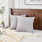 GAWAMAY Decorative Square Throw Pillow Covers 20"x20" Inch Set of 2, Super Soft Chenille Pillows Farmhouse Fall Pillowcase for Living Room Bedroom Sofa Couch Cushion Cover Light Grey 50x50cm