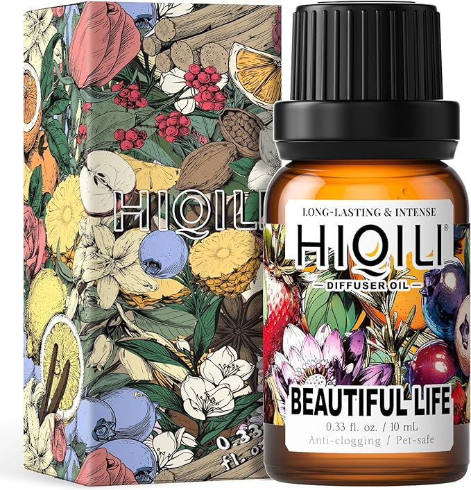 HIQILI Beautiful Life Diffuser Oil, Water Soluble Fragrance Oil for Home, Relaxing Floral Scent for Ultrasonic & Reed Diffusers - 0.34 Fl Oz