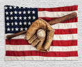 Ambesonne Baseball Tapestry, Vintage Baseball League Equipment Usa Grunge Glove Bat Fielding Sports Theme, Wide Wall Hanging for Bedroom Living Room Dorm, 60" X 40", Red Brown
