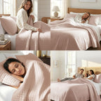 Southshore Fine Living, Inc. Full/Queen Quilt Set, Stitched Full Size with 2 Matching Pillow Shams, Lightweight Quilt Coverlet, Easy Care Machine Washable Queen Size Quilt Bedspread, Blush