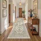 Kitchen Runner Rug Non Slip Washable 2.5x10, Soft Ultra-Thin Entryway Rug Runners for Hallways, Carpet Runner for Living Room,Kitchen, Laundry, Bathroom(Brown,2.5'x10')