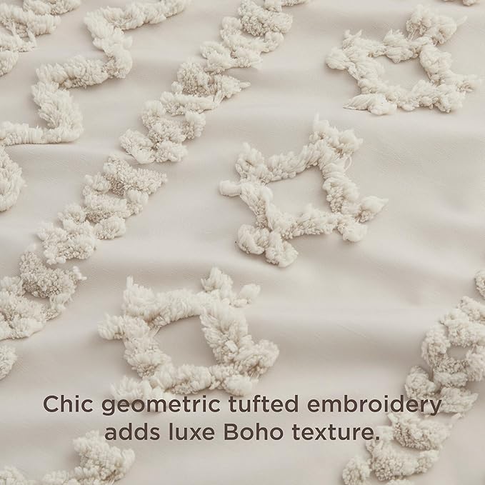 Bedsure Boho Duvet Cover King Size, Soft & Comfortable Elegant Design Boho Bedding for Decoration, Machine Washable Comforter Cover for All Seasons,Includes 1 Duvet Cover & 2 Pillow Shams,Linen