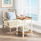 karlott End Table, 2-Tier Farmhouse Side Table, 18.9'' Handcrafted Weathered Wooden Nightstand Table, Pine Leg, Square Arc Small End Tables for Living Room, Small Space, Bedroom, Boho, Easy Assembly