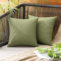 MIULEE Pack of 2 Decorative Outdoor Solid Waterproof Throw Pillow Covers Christmas Faux Linen Garden Farmhouse Cushion Cases for Patio Tent Balcony Couch Sofa 12x12 Inch Dark Green