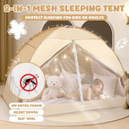 LEEDOR Bed Canopy for Kids/Adults,Mosquito Net & Privacy Tent 2-in-1 Bed Tent, Mesh & Blackout Cloth Double Design Dream Tent,Indoor Safety Bed Tent for Girls/Boys Full & String Lights (No Mattress)