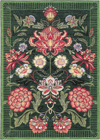 GarveeHome Forest Green Floral Christmas Washable Rugs 5x7 Area Rug for Living Room, Vintage Boho Cottage Throw Rugs Low Pile Carpet for Bedroom Dining Nursery Rug