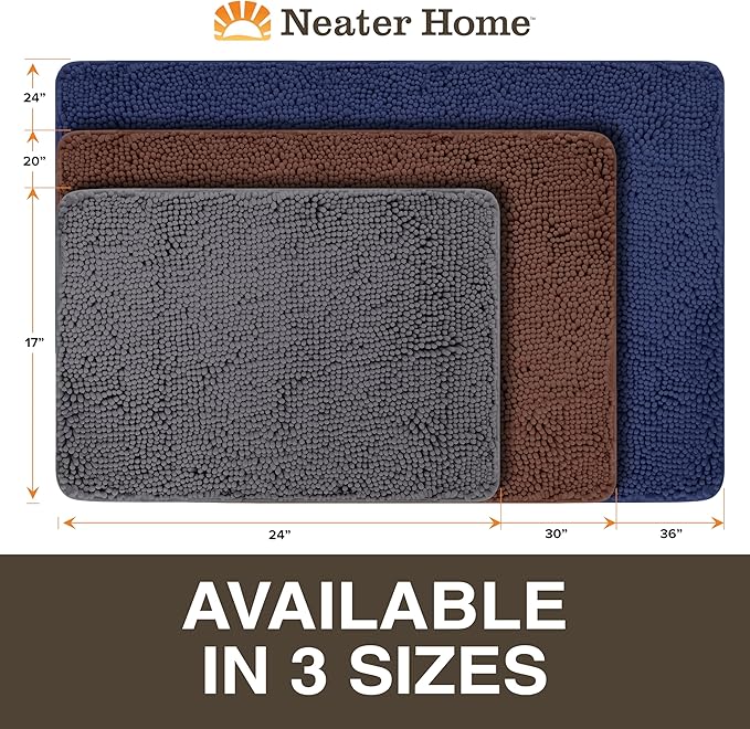 Neater Home Plush Bathroom Rugs 36x24 Thick Chenille Quick Dry Microfiber Absorbent Bath Mat, Soft Bath Rugs, Machine Washable Bathroom Floor Mat for Tub Shower Sink, Home Decor Accessories, Brown