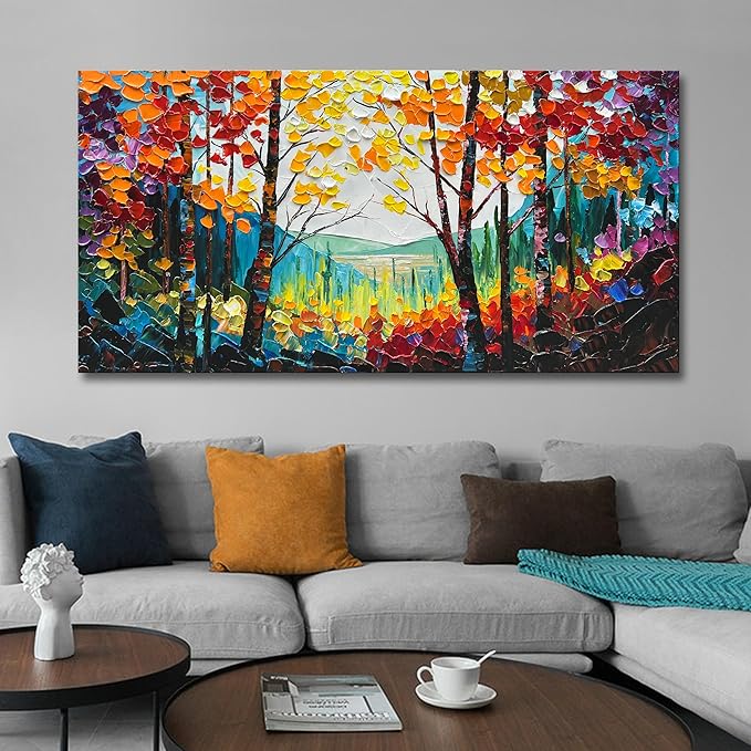 Art Hand-Painted Natural Scenery Oil Painting Forest Scenery Large Canvas Wall Art Decoration 30×60 Inches