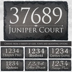 Ink Personalized Slate Stone Address Plaque - Address Signs for Houses - Customized House Sign - Outdoor House Number - Wall Decor Home Address Numbers - Garden Decor Signs (16"x10")