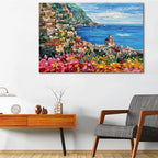 Art Hand Painted Seaside Town Landscape Oil Painting Modern Abstract Art Home Wall Deco Art 30x45 inches