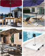 42lbs Patio Umbrella Base - Heavy Duty Outdoor Patio Market Umbrella Stand for Deck with Rollers, Poolside, Balcony, Wind-Resistant Design, White
