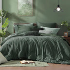 Monbix Oversized King Comforter Set - 7 Pieces Cationic Dyeing Deep Forest Bed in a Bag Bed Sets with Comforter, Sheets, Pillowcases & Shams, Reversible Bedding Comforters Sets