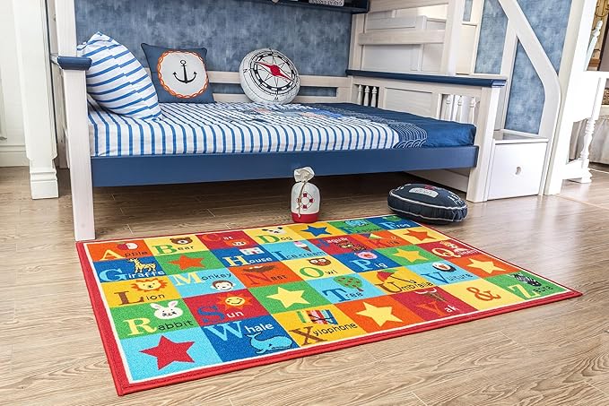 Furnish my Place 745 ABC with Animal ABC Area Rug for Kids | Educational Alphabet | Animals Children Rug | Contemporary Design | Multicolor (9'x13'2")