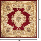 Rugs.com Chateau Collection Rug – 7' Square Red Medium Rug Perfect for Living Rooms, Kitchens, Entryways