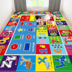ABC Kids Rug, Kids Carpet for Playroom, Classroom Carpet with Anti-Slip Back, Educational Preschool Rugs with ABC, Numbers, Animals Colors, Shapes, Extra Large Thick (9'8" x 6'5", Style 6)