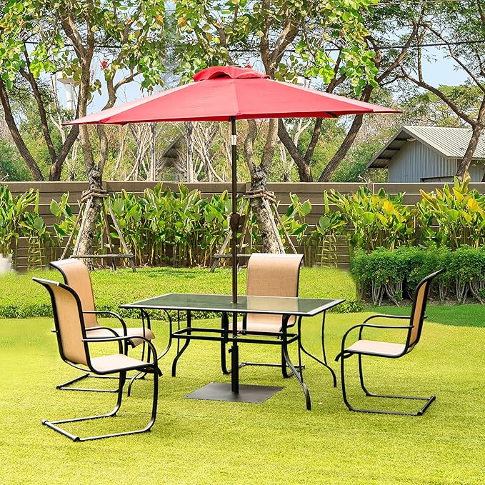 Giantex Square Umbrella Base, 40 LBS Steel Heavy Duty Patio Market Umbrella Stand with 2 Adapters, 25 Inch Outdoor Plate Stand with Adjustable Foot, Suitable for Backyard, Deck, Poolside, Patio