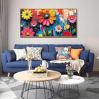 ZHAOSHOP Colorful Flower Pictures Wall Art Bedroom - Teen Girl Room Decor - Big Picture Frames for Wall Ready to Hang Size 29" x 59"