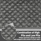 PURE ERA Bullnose Carpet Stair Treads Set Tape Free Non-Slip Indoor Stair Protectors Pet Friendly Rugs9.5" x 30"(7 Pieces,Grey Mini-Diamond Trellis)