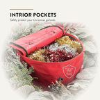 ZOBER Christmas Wreath Storage Container 24 Inch - Wreath Bag Fits 2 Wreaths Box - 600D Oxford Fabric - Interior Compartment for Storing Garlands, Wreaths Storage Bag W Strong Durable Handles - Red
