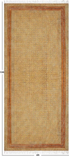 Kilim Runner 4x15 Cotton Runner Rug Bronze & Black Indoor Outdoor Runner 0.19 inches Stone Easy Washable Hand Wash Cotton Carpet Flatweave Runner Rugs for Hallway, Staircases, Corridor Runner