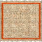 Area Rug 6' Square Rug Bronze & Black Cotton Dhurrie Oriental Thick 0.19 inches Stone Easy Washable Rug Hand Wash Cotton Carpet Flatweave Rug Indoor Outdoor Rugs for Hall Room, Dining Room