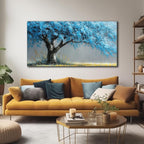 Blue Tree Wall Art for Office Blue Canvas Wall Art for Living Room Tree of Life Poster for Dining Room Size 24 x 48 Inch