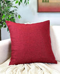 Aiking Home Woven Fine Faux Linen Throw Pillow Cover, Size 18"x18", Burgundy