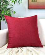 Aiking Home Woven Fine Faux Linen Throw Pillow Cover, Size 18"x18", Burgundy