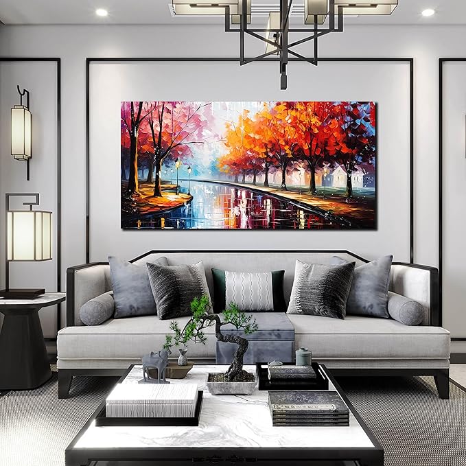 Canvas Wall Art for Living Room Bedroom Home Office Road Trees Landscape Picture Framed Canvas Prints Modern Artwork Ready to Hang Size 24x48