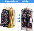 Hanging Clothes Storage with 4" Gusseted Garment Covers (Set of 6) - Clear Suit, Dress, Sweater, Shirt Protectors - 24"x 40"x 4" / 6 Pack
