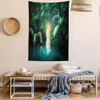 Ambesonne Jungle Tapestry, Tropical Lake Mangrove Rainforest Pathway Through Sri Lanka Travel Destination, Wall Hanging for Bedroom Living Room Dorm Decor, 40" X 60", Green Teal
