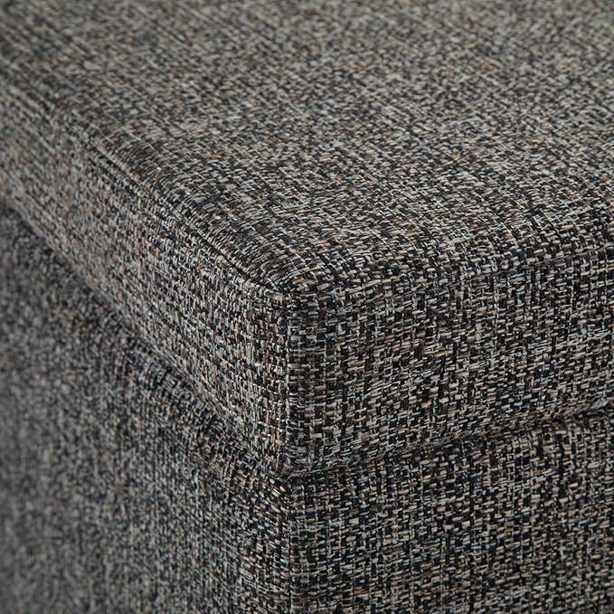 SIMPLIHOME Avalon Storage Ottoman Bench - 48 inch Wide Upholstered Tweed Look Fabric Rectangular Lift-Top Ottoman in Dark Grey, Contemporary Storage Bench for Living Room with High-Density Foam