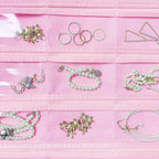 2 Pack Hanging Jewelry Organizer 80-Pocket Dual-sided Jewelry Storage for Earring Necklace Bracelet Ring Travel Holder, Pink