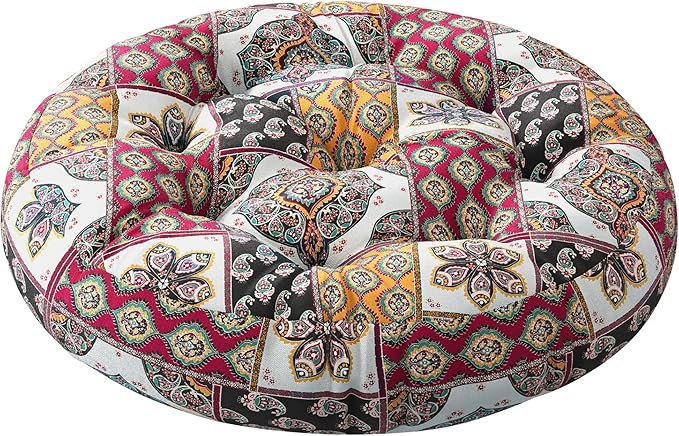 Codi Round Meditation Floor Cushions, Large Pillow Sitting for Adults and Kids, Boho Seats for Reading Yoga Living Room Tatami, Memory Foam Added, 22x22 Inch, Paisley Boho