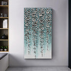 Epicler Large-Scale Oil Painting on Canvas Wall Art,46x23 inches Hand-Painted White Flower Wall Painting, Abstract Canvas Wall Art for Home Wall Decoration