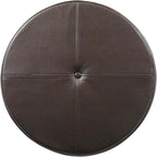 HomePop Round Leatherette Storage Ottoman with Lid, Chocolate Brown Large