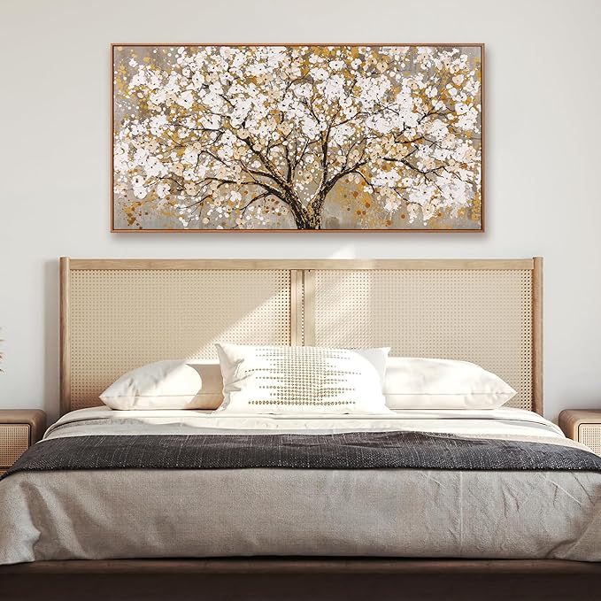 Wall Art Gold Nature Tree Of Life Abstract Canvas Painting Picture Modern Wall Art Print Landscape Artwork Framed For Living Room Bedroom Bathroom Office Home Decor 24" X 48"Painting