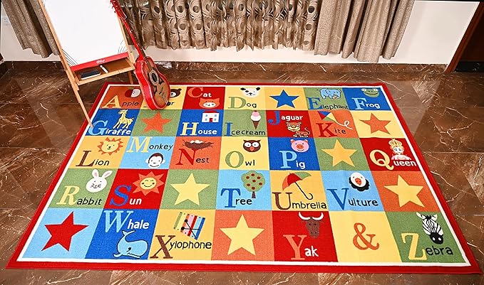 Furnish my Place 745 ABC with Animal ABC Area Rug for Kids | Educational Alphabet | Animals Children Rug | Contemporary Design | Multicolor (7'10"x11')