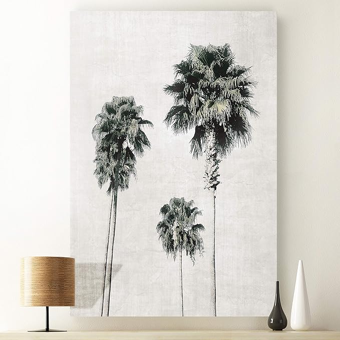 Renditions Gallery Canvas Nature Wall Art Modern Paintings & Prints Decor Vintage Palm Trees Sketch Black & White Abstract Wall Hanging Artwork for Bedroom Office Kitchen - 24"x36" LT06