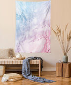 Ambesonne Marble Print Tapestry Twin Size, Pastel Toned Cloudy Crack Lines Stained Antique Shabby Design, Wall Hanging Bedspread Bed Cover Wall Decor, 68" X 88", Pink