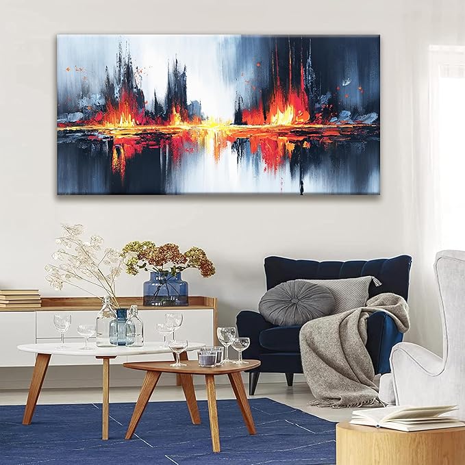 Large Black Abstract Wall Art For Living Room Canvas Art Wall Decor Painting Canvas Prints Red Gold Abstract Wall Art Picture For Bedroom Home Wall Decor Prints Artwork 29" X 58"