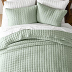 WDCOZY Sage Green Twin Quit Size Bedding Sets with Pillow Sham, Lightweight Soft Bedspread Coverlet, Quilted Blanket Thin Comforter Bed Cover for All Season, 2 Pieces, 68x90 inches