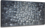 MyArton Large Abstract Silver Square Wall Art Hand Painted Modern Textured Oil Painting on Canvas Ready To Hang 60x30inch